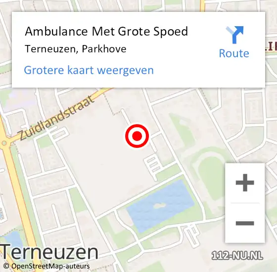 Locatie op kaart van de 112 melding: Ambulance Met Grote Spoed Naar Terneuzen, Parkhove op 5 januari 2014 23:18