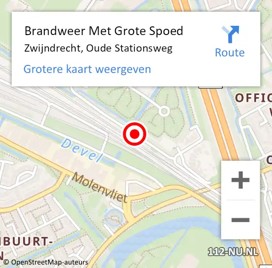 Locatie op kaart van de 112 melding: Brandweer Met Grote Spoed Naar Zwijndrecht, Oude Stationsweg op 27 december 2016 01:47