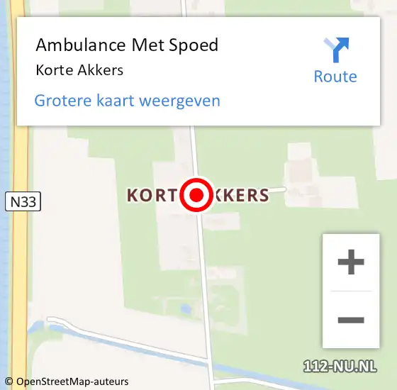 Locatie op kaart van de 112 melding: Ambulance Met Spoed Naar Korte Akkers op 27 december 2016 01:54