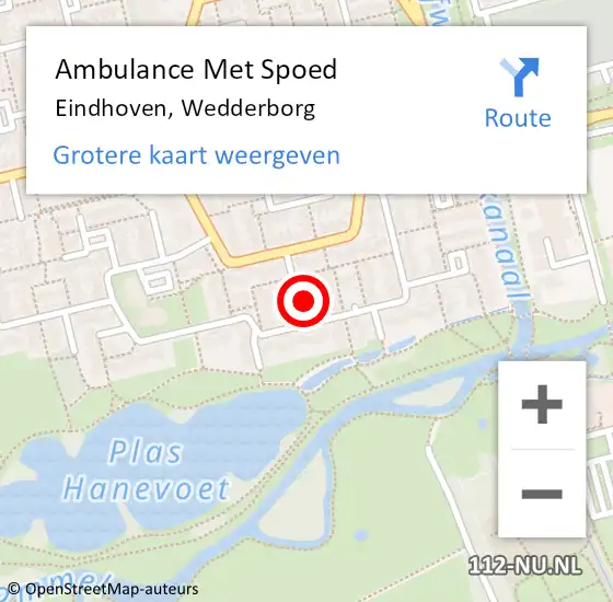 Locatie op kaart van de 112 melding: Ambulance Met Spoed Naar Eindhoven, Wedderborg op 27 december 2016 02:43