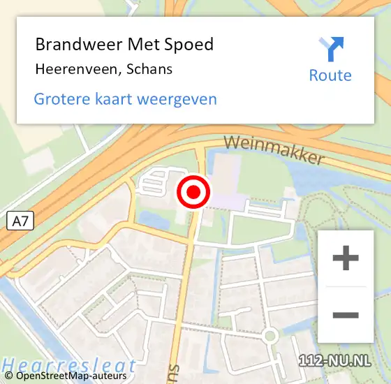 Locatie op kaart van de 112 melding: Brandweer Met Spoed Naar Heerenveen, Schans op 27 december 2016 03:09