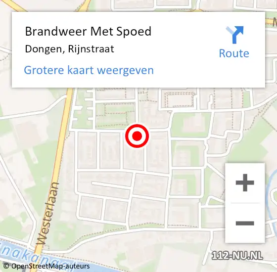 Locatie op kaart van de 112 melding: Brandweer Met Spoed Naar Dongen, Rijnstraat op 27 december 2016 03:27