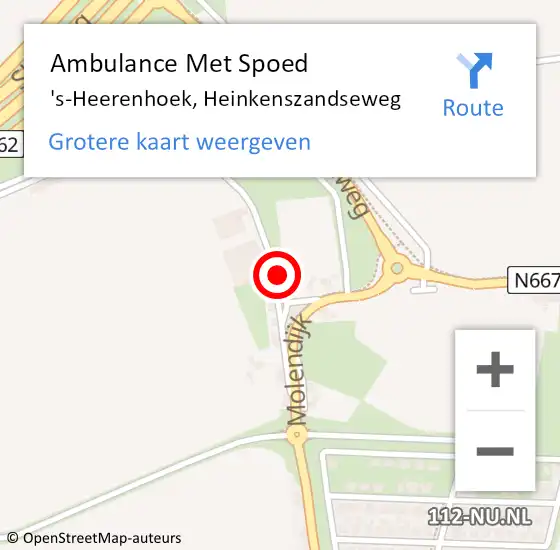 Locatie op kaart van de 112 melding: Ambulance Met Spoed Naar 's-Heerenhoek, Heinkenszandseweg op 27 december 2016 04:06