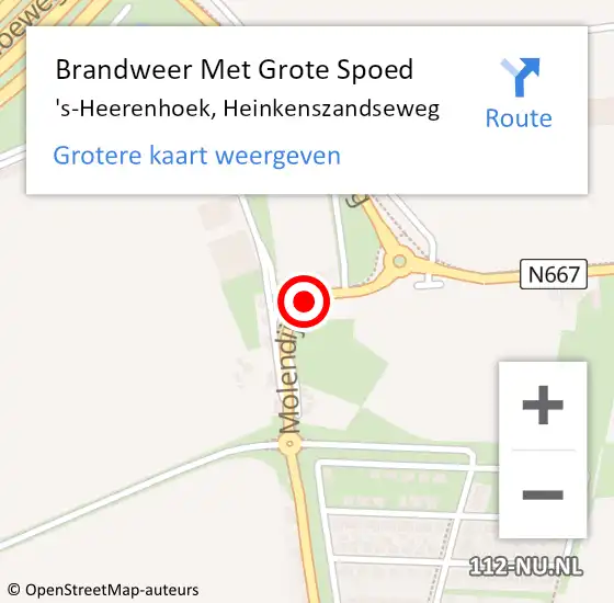 Locatie op kaart van de 112 melding: Brandweer Met Grote Spoed Naar 's-Heerenhoek, Heinkenszandseweg op 27 december 2016 04:07