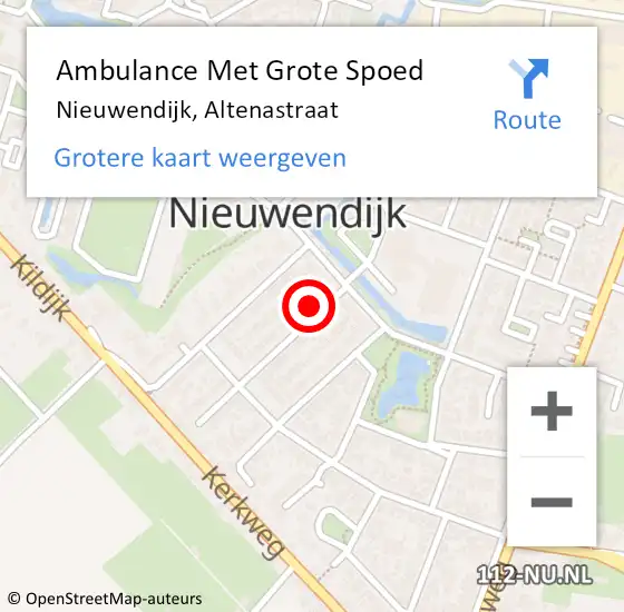 Locatie op kaart van de 112 melding: Ambulance Met Grote Spoed Naar Nieuwendijk, Altenastraat op 27 december 2016 06:26