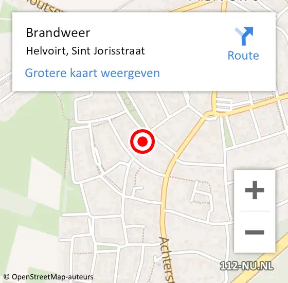 Locatie op kaart van de 112 melding: Brandweer Helvoirt, Sint Jorisstraat op 27 december 2016 06:49