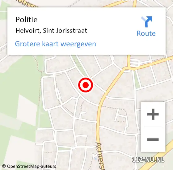 Locatie op kaart van de 112 melding: Politie Helvoirt, Sint Jorisstraat op 27 december 2016 06:51