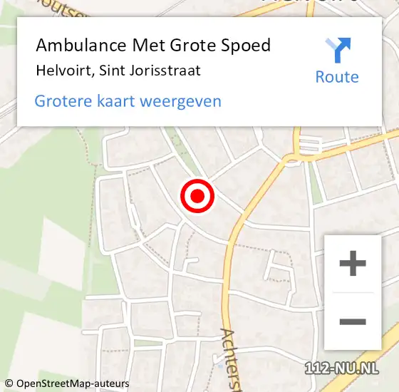 Locatie op kaart van de 112 melding: Ambulance Met Grote Spoed Naar Helvoirt, Sint Jorisstraat op 27 december 2016 06:52
