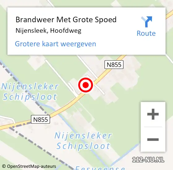 Locatie op kaart van de 112 melding: Brandweer Met Grote Spoed Naar Nijensleek, Hoofdweg op 27 december 2016 07:30