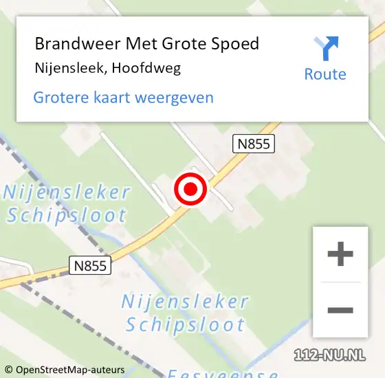 Locatie op kaart van de 112 melding: Brandweer Met Grote Spoed Naar Nijensleek, Hoofdweg op 27 december 2016 07:39