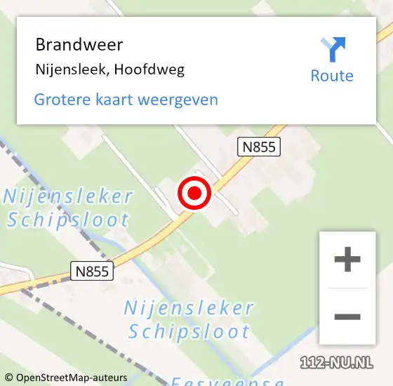 Locatie op kaart van de 112 melding: Brandweer Nijensleek, Hoofdweg op 27 december 2016 07:42