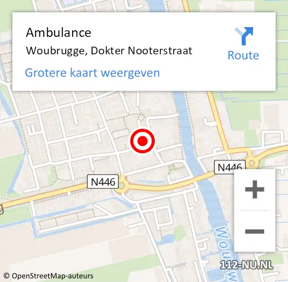 Locatie op kaart van de 112 melding: Ambulance Woubrugge, Dokter Nooterstraat op 27 december 2016 09:05