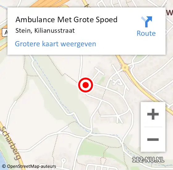 Locatie op kaart van de 112 melding: Ambulance Met Grote Spoed Naar Stein, Kilianusstraat op 6 januari 2014 00:17