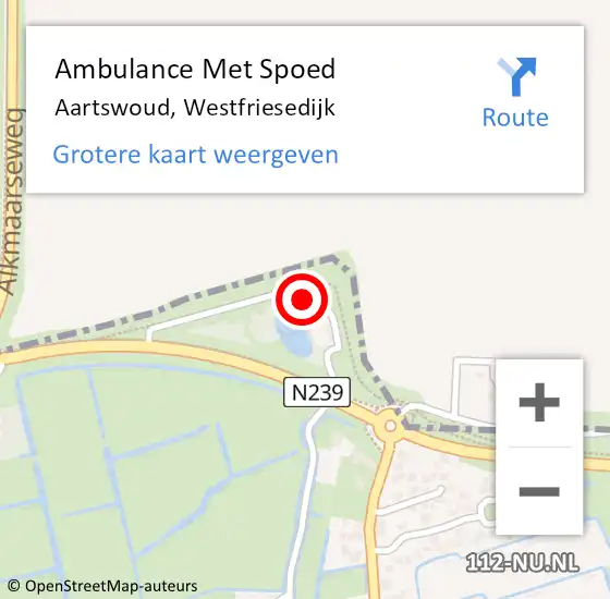 Locatie op kaart van de 112 melding: Ambulance Met Spoed Naar Aartswoud, Westfriesedijk op 27 december 2016 10:38