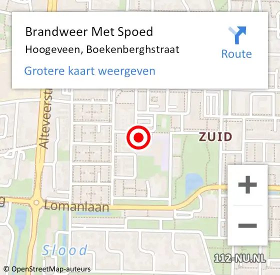 Locatie op kaart van de 112 melding: Brandweer Met Spoed Naar Hoogeveen, Boekenberghstraat op 27 december 2016 10:53