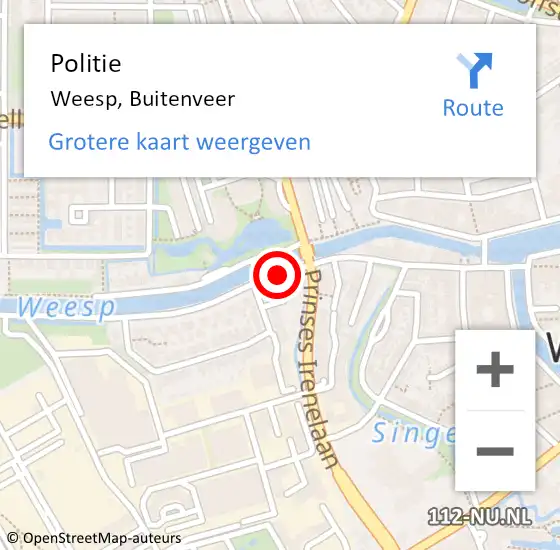 Locatie op kaart van de 112 melding: Politie Weesp, Buitenveer op 27 december 2016 11:03