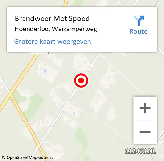 Locatie op kaart van de 112 melding: Brandweer Met Spoed Naar Hoenderloo, Weikamperweg op 6 januari 2014 00:38