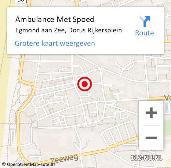 Locatie op kaart van de 112 melding: Ambulance Met Spoed Naar Egmond aan Zee, Dorus Rijkersplein op 27 december 2016 12:09