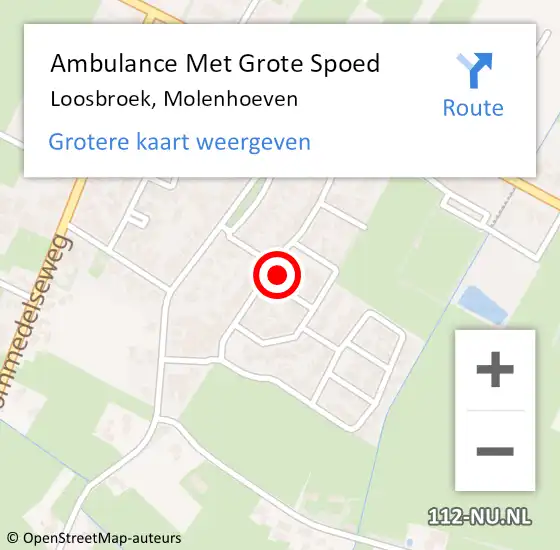 Locatie op kaart van de 112 melding: Ambulance Met Grote Spoed Naar Loosbroek, Molenhoeven op 27 december 2016 12:16