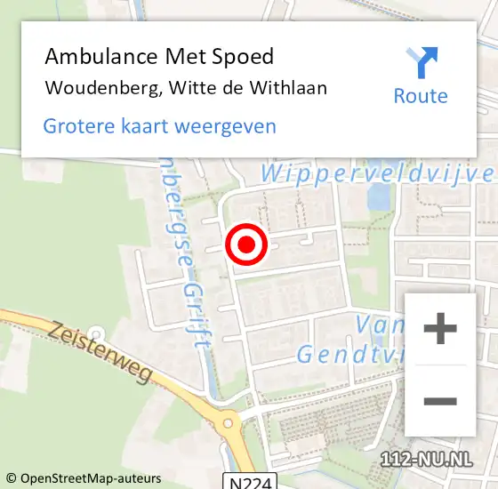 Locatie op kaart van de 112 melding: Ambulance Met Spoed Naar Woudenberg, Witte de Withlaan op 27 december 2016 12:28