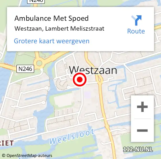 Locatie op kaart van de 112 melding: Ambulance Met Spoed Naar Westzaan, Lambert Meliszstraat op 27 december 2016 12:36