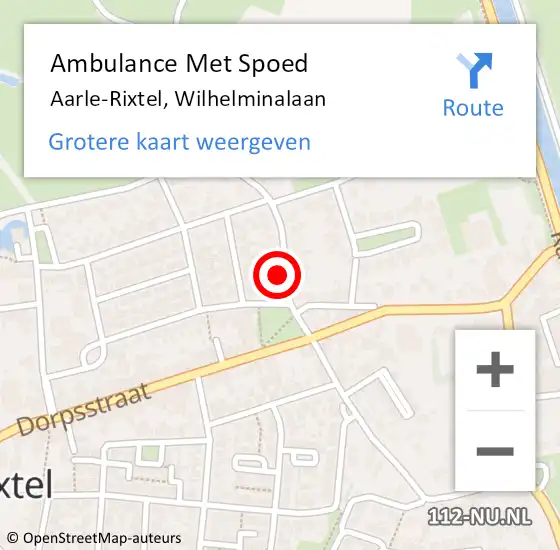 Locatie op kaart van de 112 melding: Ambulance Met Spoed Naar Aarle-Rixtel, Wilhelminalaan op 27 december 2016 12:51