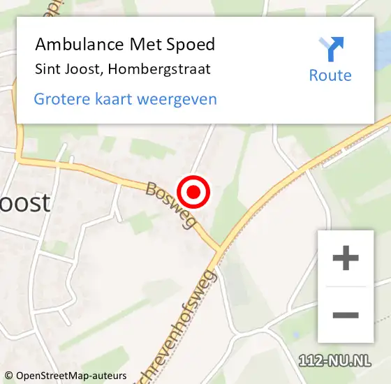 Locatie op kaart van de 112 melding: Ambulance Met Spoed Naar Sint Joost, Hombergstraat op 27 december 2016 14:07