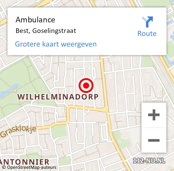 Locatie op kaart van de 112 melding: Ambulance Best, Goselingstraat op 27 december 2016 14:08