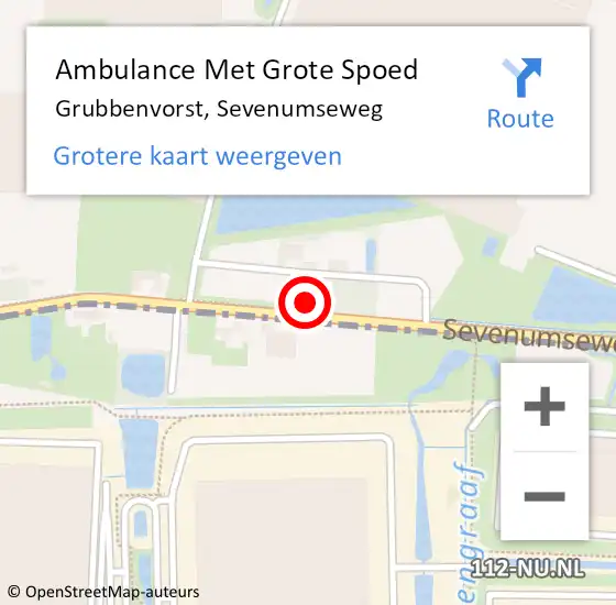 Locatie op kaart van de 112 melding: Ambulance Met Grote Spoed Naar Grubbenvorst, Sevenumseweg op 27 december 2016 14:20