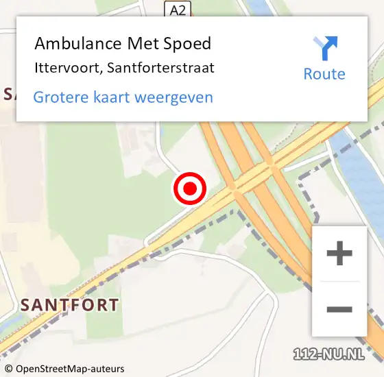 Locatie op kaart van de 112 melding: Ambulance Met Spoed Naar Ittervoort, Santforterstraat op 27 december 2016 14:23