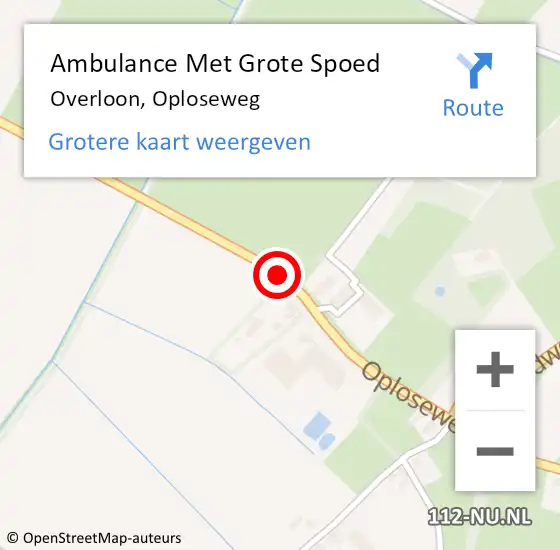 Locatie op kaart van de 112 melding: Ambulance Met Grote Spoed Naar Overloon, Oploseweg op 27 december 2016 14:54