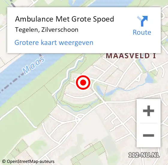 Locatie op kaart van de 112 melding: Ambulance Met Grote Spoed Naar Tegelen, Zilverschoon op 6 januari 2014 01:40