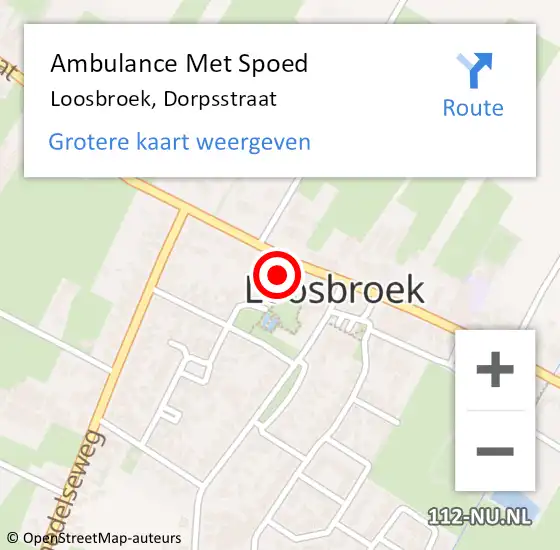 Locatie op kaart van de 112 melding: Ambulance Met Spoed Naar Loosbroek, Dorpsstraat op 27 december 2016 15:09