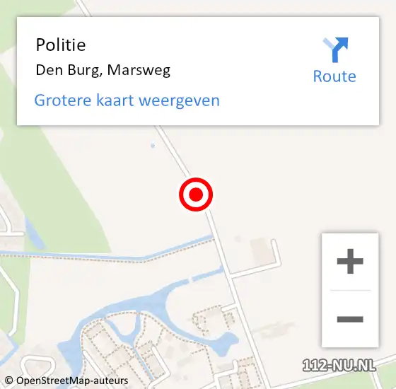 Locatie op kaart van de 112 melding: Politie Den Burg, Marsweg op 27 december 2016 15:10