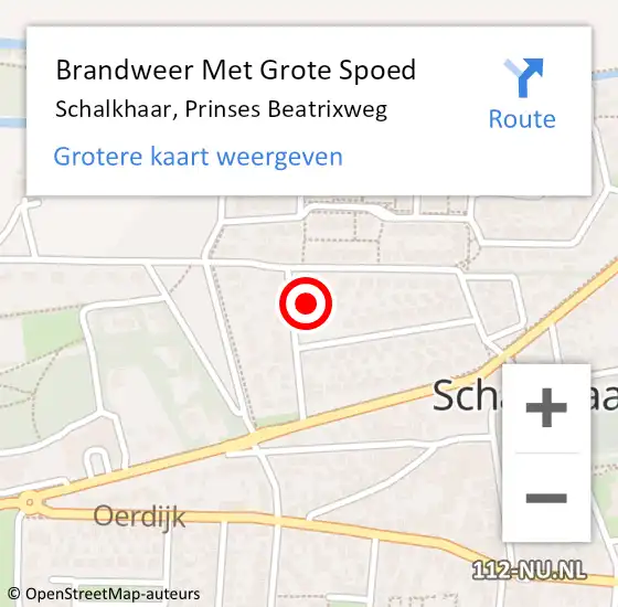 Locatie op kaart van de 112 melding: Brandweer Met Grote Spoed Naar Schalkhaar, Prinses Beatrixweg op 27 december 2016 15:41