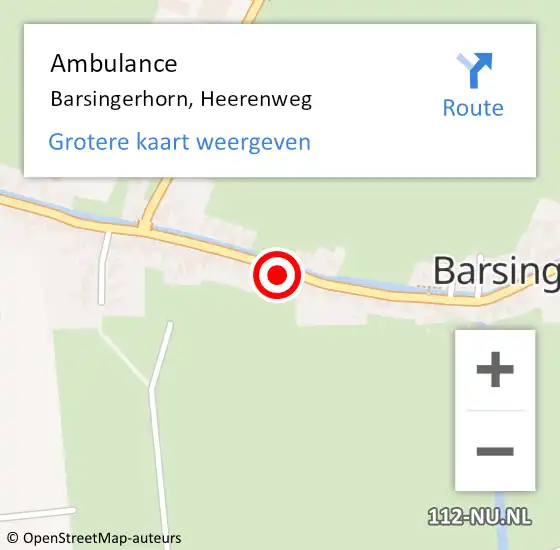 Locatie op kaart van de 112 melding: Ambulance Barsingerhorn, Heerenweg op 27 december 2016 15:50