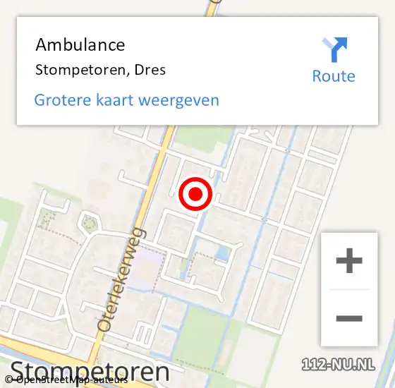 Locatie op kaart van de 112 melding: Ambulance Stompetoren, Dres op 27 december 2016 16:05