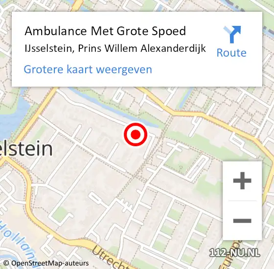 Locatie op kaart van de 112 melding: Ambulance Met Grote Spoed Naar IJsselstein, Prins Willem Alexanderdijk op 27 december 2016 16:12