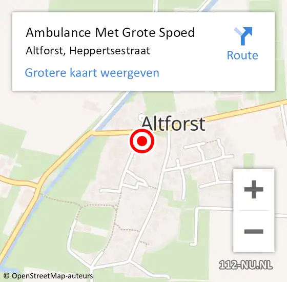 Locatie op kaart van de 112 melding: Ambulance Met Grote Spoed Naar Altforst, Heppertsestraat op 27 december 2016 16:25