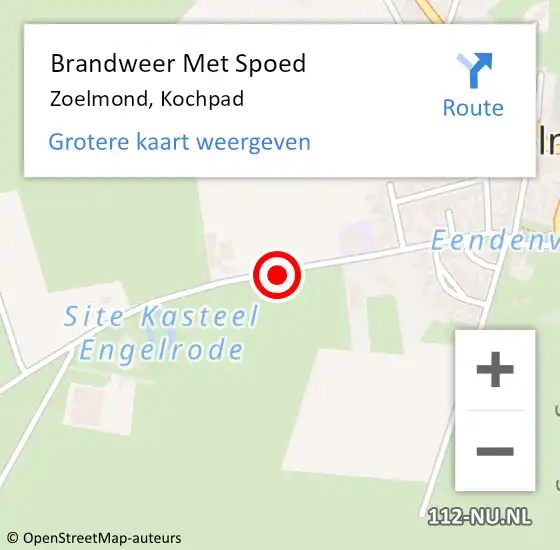 Locatie op kaart van de 112 melding: Brandweer Met Spoed Naar Zoelmond, Kochpad op 27 december 2016 16:43