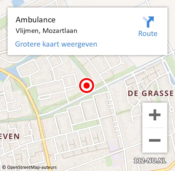 Locatie op kaart van de 112 melding: Ambulance Vlijmen, Mozartlaan op 18 september 2013 13:10