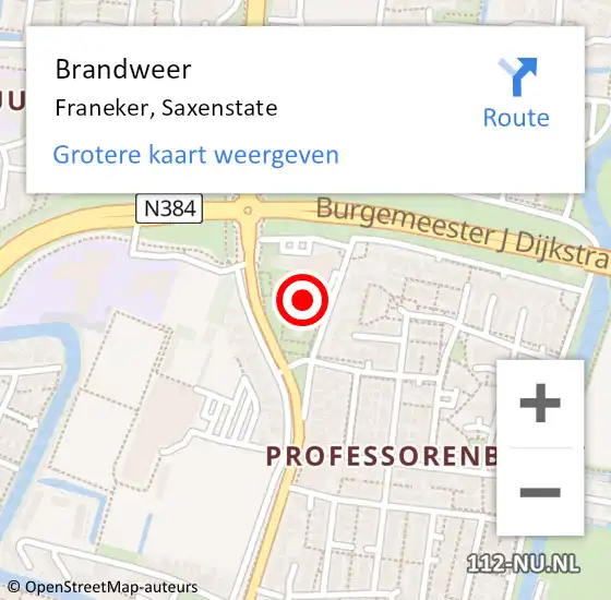 Locatie op kaart van de 112 melding: Brandweer Franeker, Saxenstate op 27 december 2016 17:00