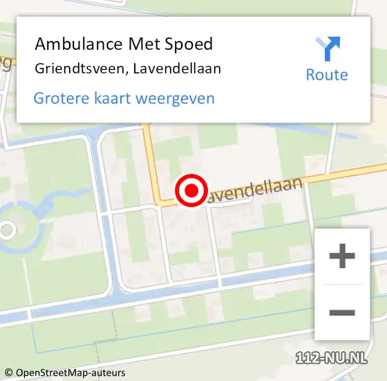 Locatie op kaart van de 112 melding: Ambulance Met Spoed Naar Griendtsveen, Lavendellaan op 27 december 2016 17:26
