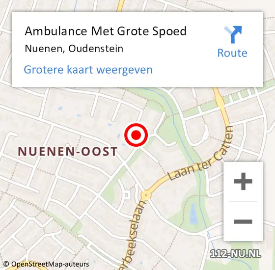 Locatie op kaart van de 112 melding: Ambulance Met Grote Spoed Naar Nuenen, Oudenstein op 27 december 2016 18:05