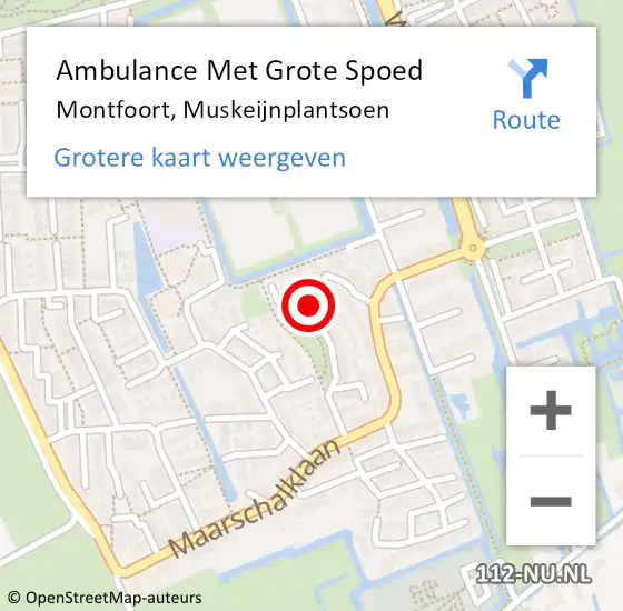 Locatie op kaart van de 112 melding: Ambulance Met Grote Spoed Naar Montfoort, Muskeijnplantsoen op 27 december 2016 18:23