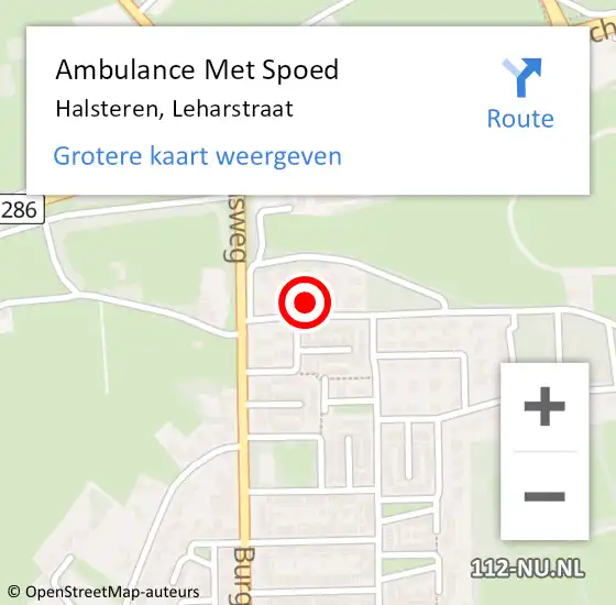 Locatie op kaart van de 112 melding: Ambulance Met Spoed Naar Halsteren, Leharstraat op 27 december 2016 18:30