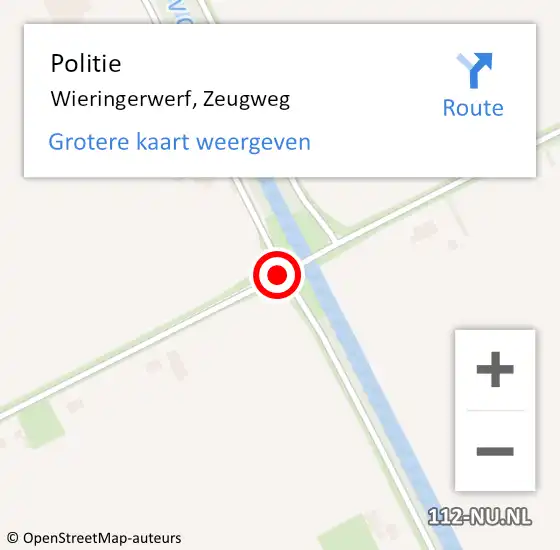 Locatie op kaart van de 112 melding: Politie Wieringerwerf, Zeugweg op 27 december 2016 18:32