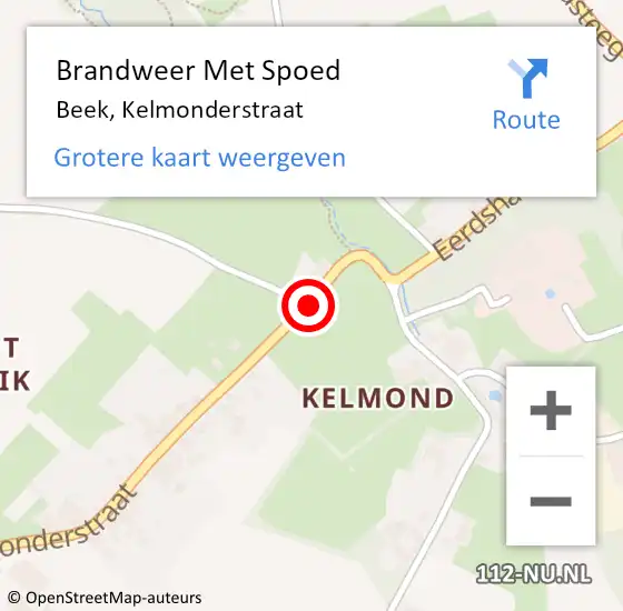 Locatie op kaart van de 112 melding: Brandweer Met Spoed Naar Beek, Kelmonderstraat op 27 december 2016 19:18