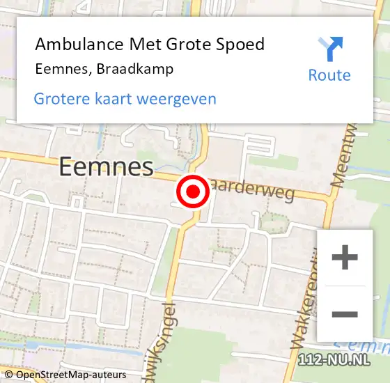 Locatie op kaart van de 112 melding: Ambulance Met Grote Spoed Naar Eemnes, Braadkamp op 27 december 2016 20:03