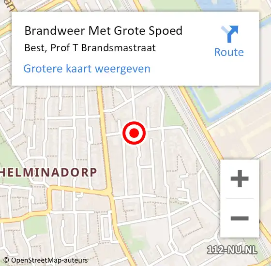 Locatie op kaart van de 112 melding: Brandweer Met Grote Spoed Naar Best, Prof T Brandsmastraat op 27 december 2016 20:35